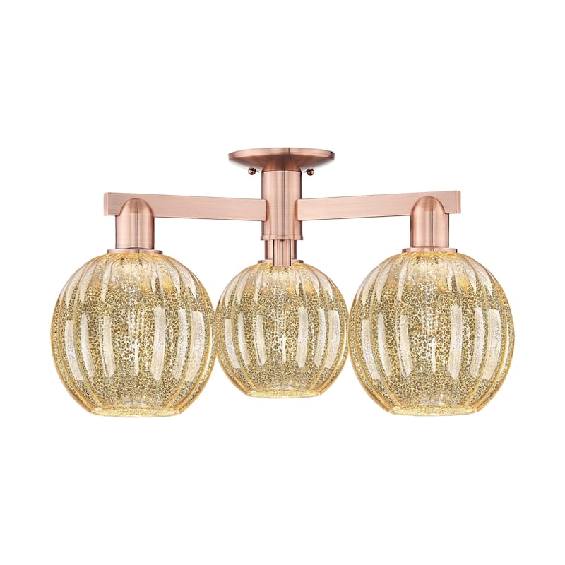 Innovations Lighting 716-3F-12-25 Preston Semi-Flush Preston 3 Light - Antique Copper / Mercury