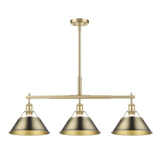 Yep by Golden Lighting Orwell 3-light Island Light in Brushed Champagne Brass and Aged Brass shade - Gold