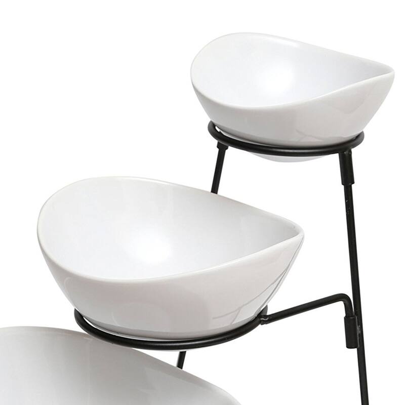 Delicate Feasting 3 Tier Round Bowl Server Set with Metal Stand