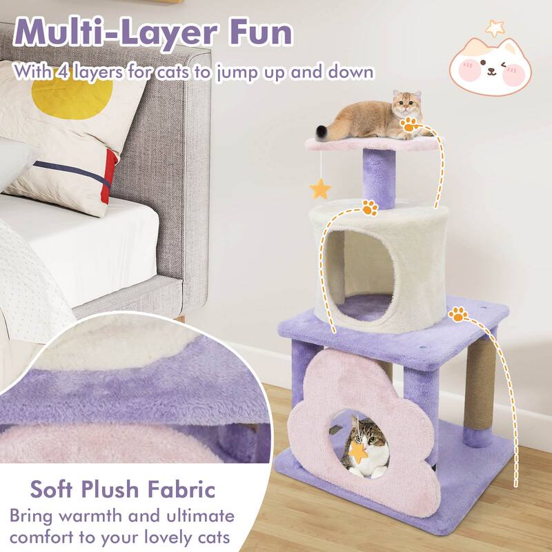 Costway 31.5” Cute Modern Cat Tree with Condo Top Perch Jute - See Details