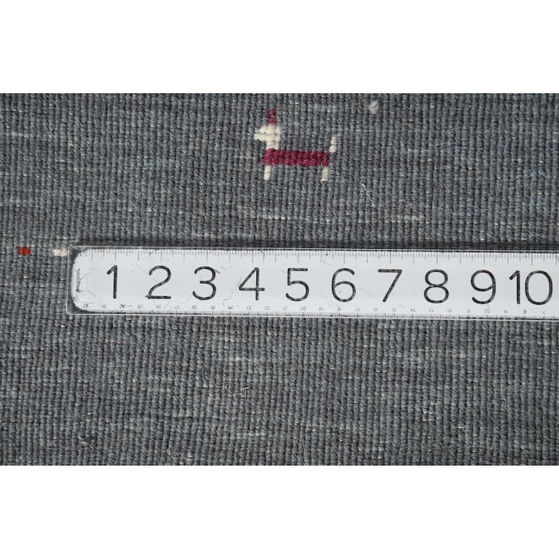 Hand Knotted Oriental 100% Wool Carpet Tribal Tribal Greys & Charcoal Gabbeh Area Rug - 5' 10'' X 3' 11''