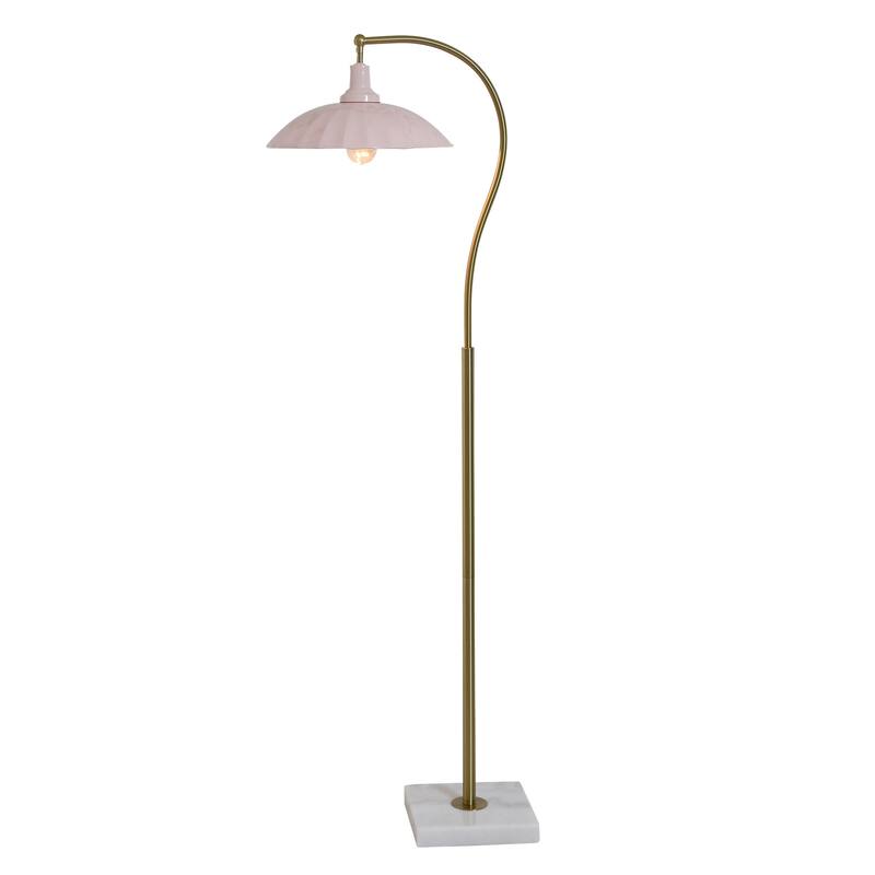 Tamara Day for Stylecraft Penelope Floor Lamp - White Marble & Polished Brass - Glossy
