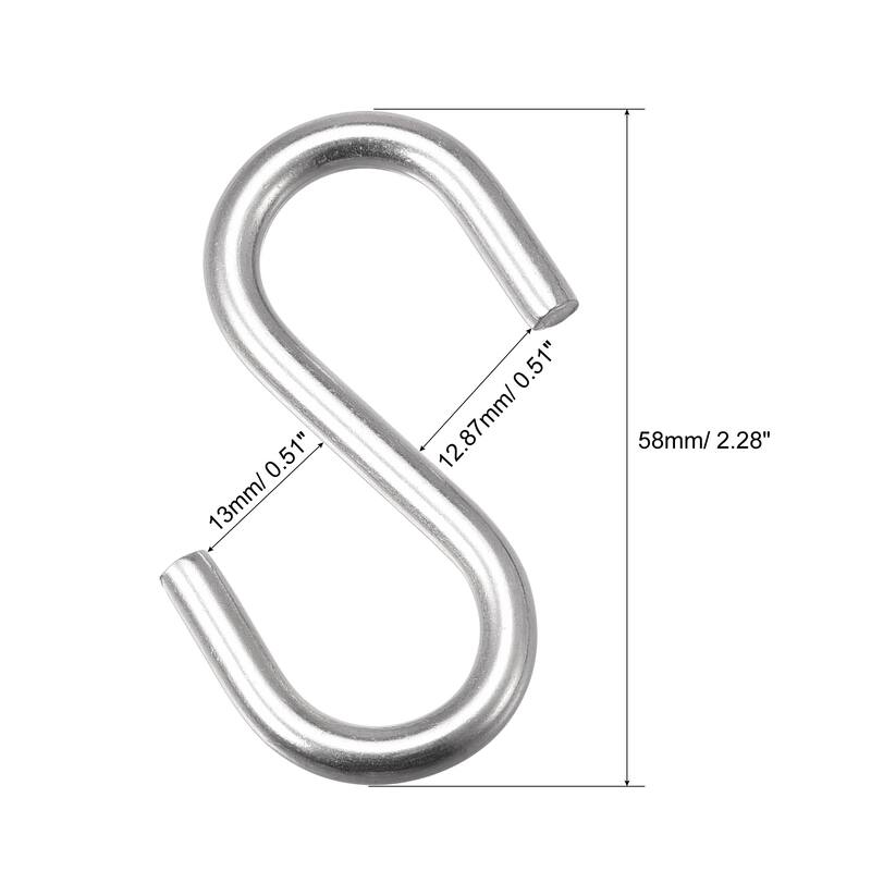 S Hooks Stainless Steel Hanger for Hanging Objects in Kitchen, Garden - 2.28"