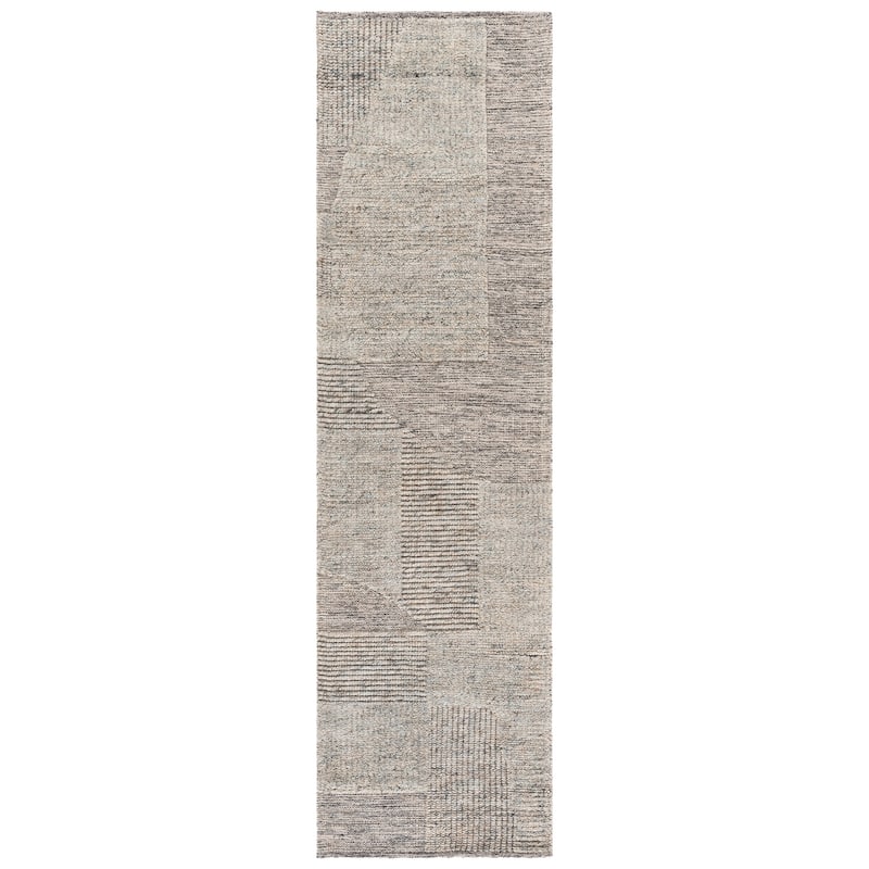 SAFAVIEH Handmade Natura Malakeh Wool Rug - 2'3" x 9' Runner - Grey/Beige