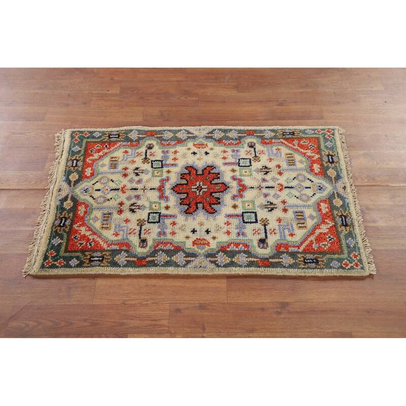 Geometric Kazak Indian Accent Rug Handmade Wool Carpet - 2'0" x 3'0"
