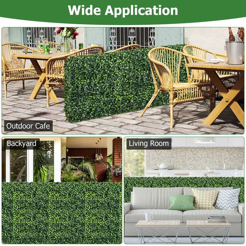 Gymax Artificial Plant Wall w/ Realistic PE Leaves Zip Ties Decoration
