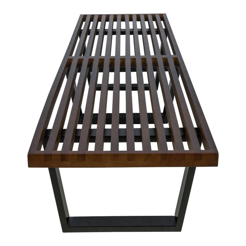 Inwood Solid Wood Entryway Bench with Slatted Seat, Rubberwood Frame, Beech Legs, Indoor Shoe Rack & Storage, Stained Finish