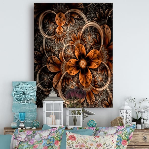 Dark Orange Digital Art Fractal Flower - Large Floral Canvas Art Print ...