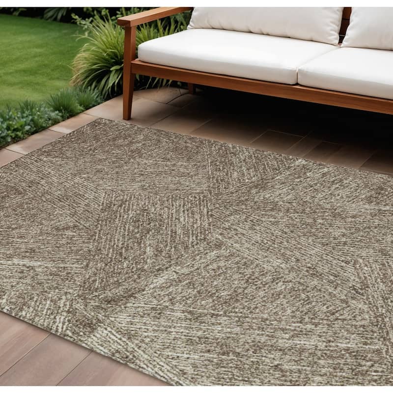 HomeRoots Abstract Transitional Rectangle Outdoor Rug - 9' X 12'