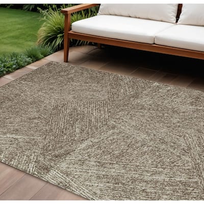 HomeRoots Abstract Transitional Rectangle Outdoor Rug