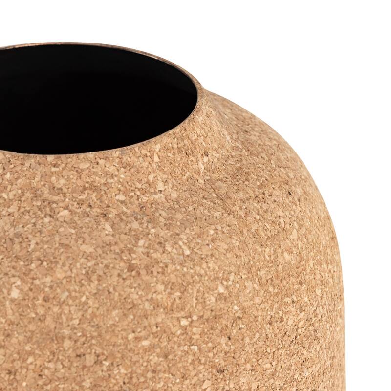 Large Cork Wrapped Flower Vase - 13" - Beige