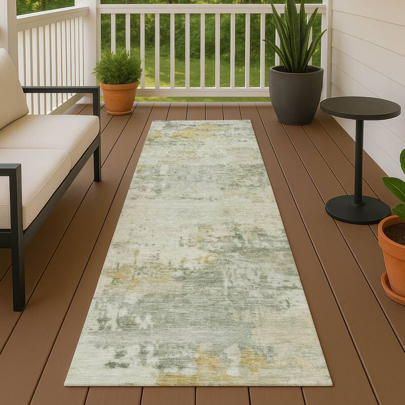 Machine Washable Indoor/ Outdoor Modern Casual Chantille Rug - Aloe - 2'3" x 7'6"