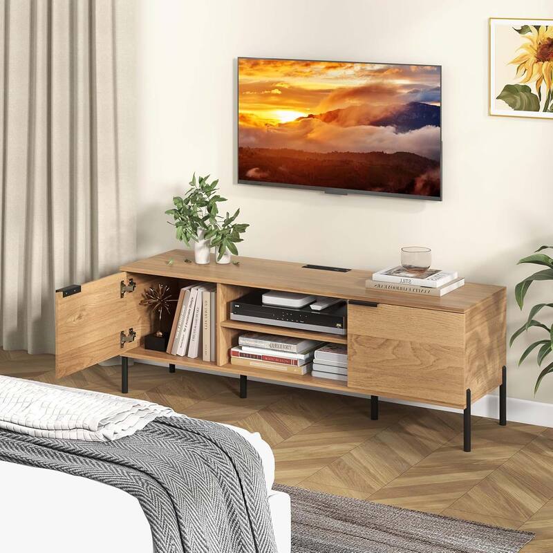 Modern Media Console Entertainment Center TV Stand for TVs up to 65"