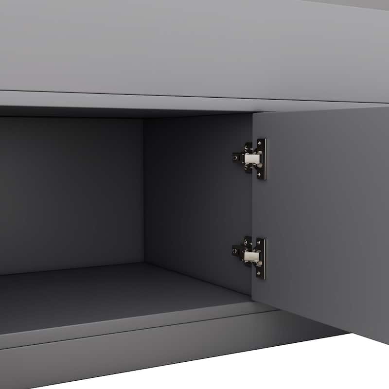 Gray Twin Size Captain Platform Bed with Four Drawers, Storage Bookcases and Shelves