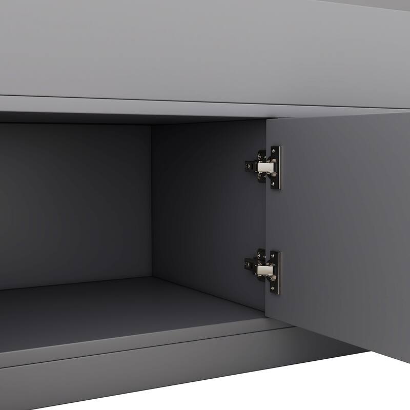 Twin Size Platform Bed with Storage, Bookcase Headboard, Four Drawers, Gray