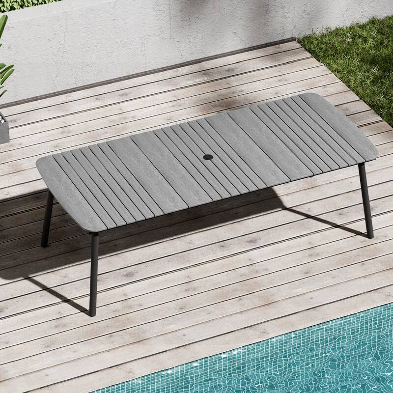 Outdoor Patio Dining Table Rectangular Aluminum Outdoor Table for 6/8/10 Person