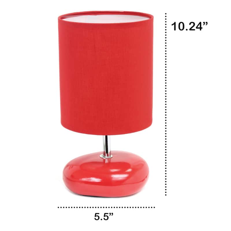 Traditional Mini Round Rock Table Lamp with Drum Shade - 10.25" - Red