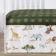 preview thumbnail 4 of 4, Jungle Animals 4pc Nursery Crib Bedding Set Hunter Green Yellow Grey Black and White Safari Animal Elephant Giraffe Lion Monkey