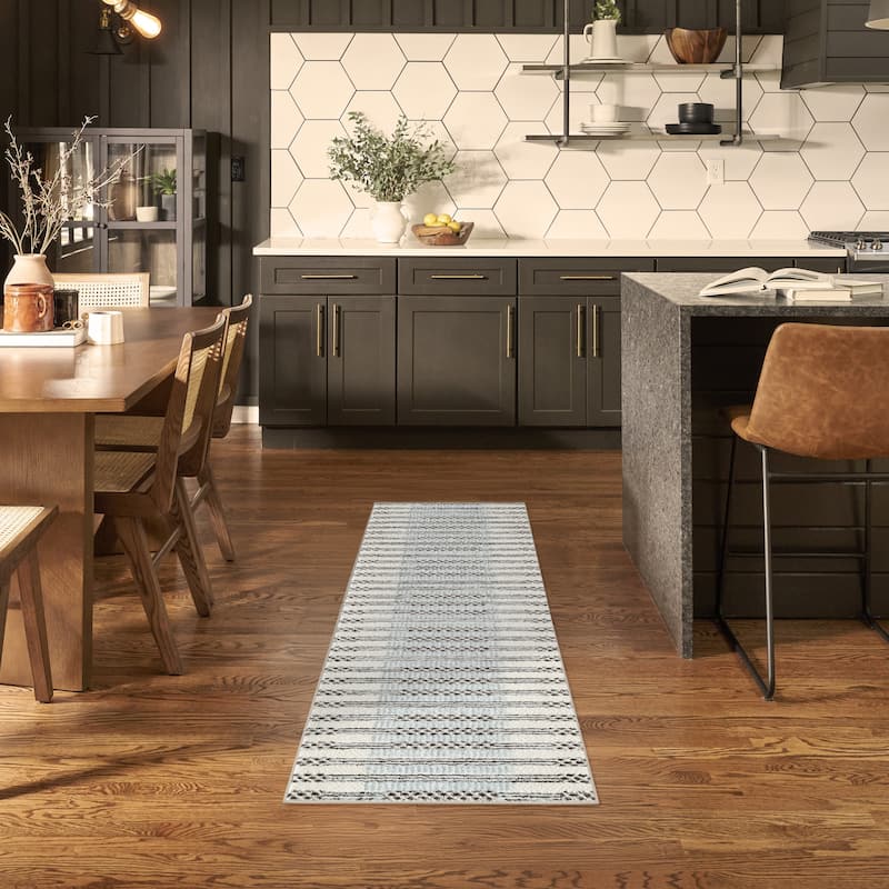 Nourison Nordic Indoor only Geometric Area Rug - 2' x 6' - Ivory/Blue