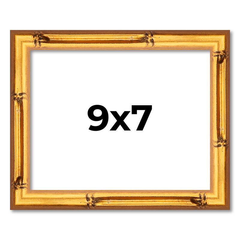 9x7 Frame Gold Bamboo Picture Frame Modern Photo Frame Includes UV Acrylic Shatter Guard Front Acid Free Foam Backing Board