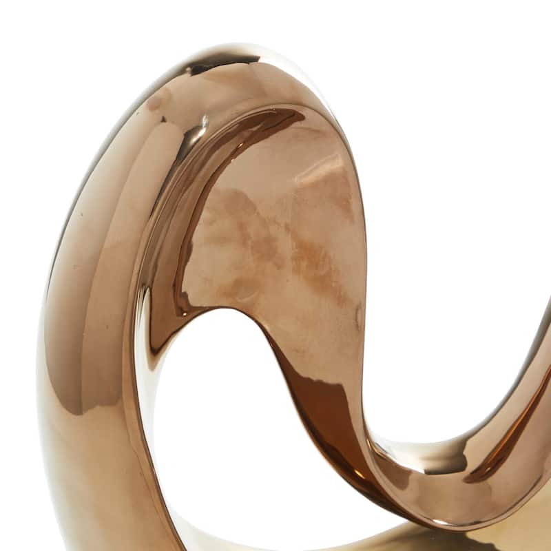 Polystone Abstract Heart Decorative Sculpture with Black Base - Silver, Copper - Roche River Decor