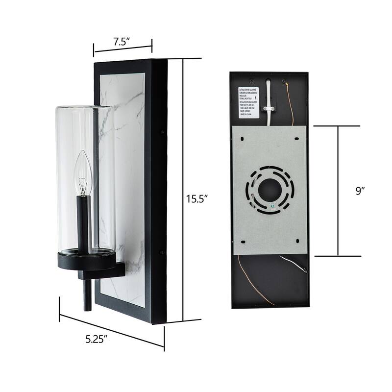 15.5" Modern Outdoor Wall Sconce with White Rock Plate