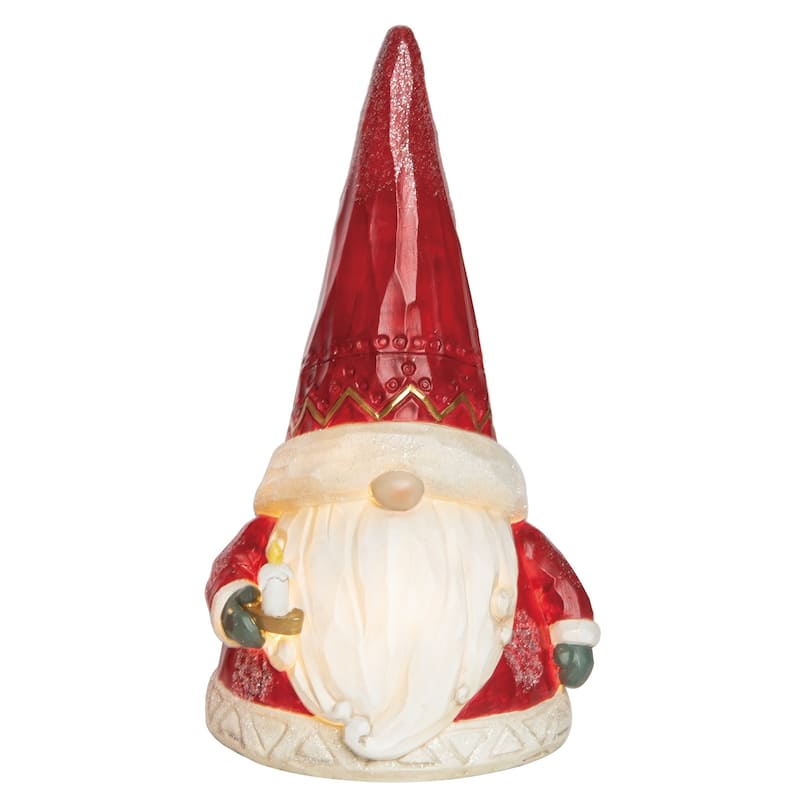 Transpac Resin Light Up Santa Gnome Decor Set of 2 Christmas Home Decorations