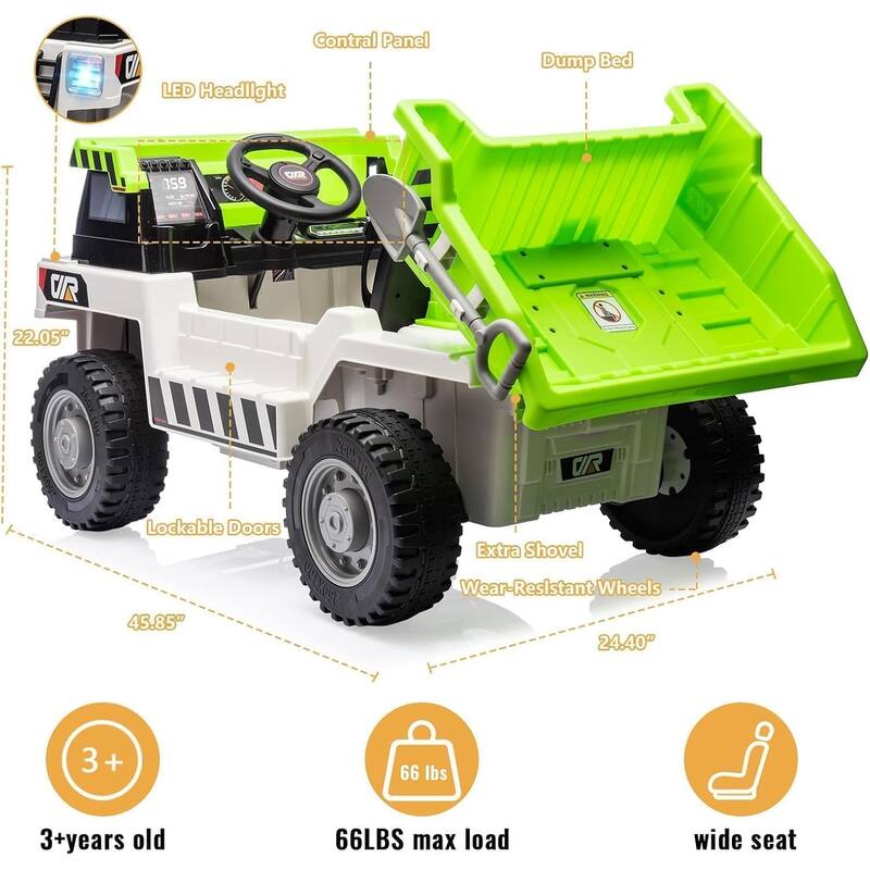 Ride On Dump Truck, 4 Wheeler Toy, Ride On Toys for Kids,12V Ride On Car with Remote Control