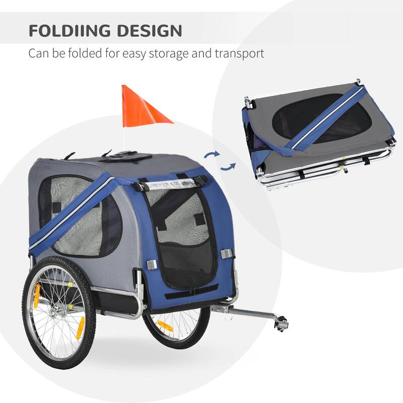 Bike Trailer Cargo Cart for Dogs & Pets with 3 Entrances Large Wheels