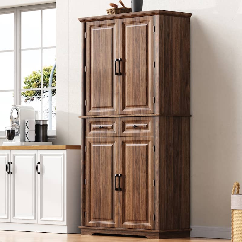 71" Tall Kitchen Pantry Cabinet with 3 Pull Out Cabinet Organizers