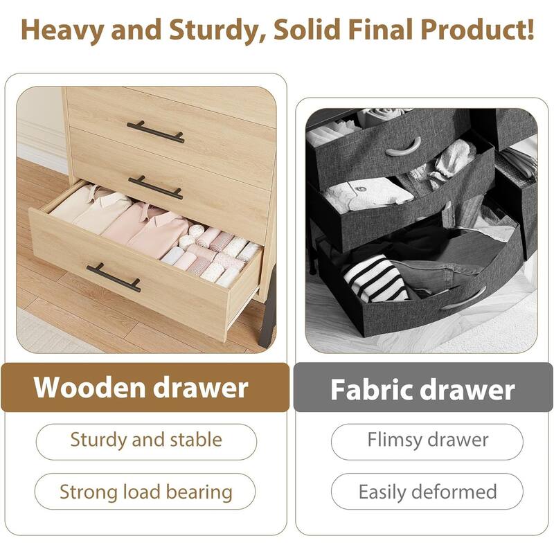 38.6" Tall 4 Drawer Dresser with Storage Freestanding
