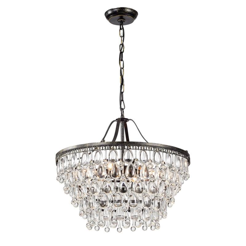 Antique Bronze 6-Light Glam Crystal Chandelier - Antique Bronze