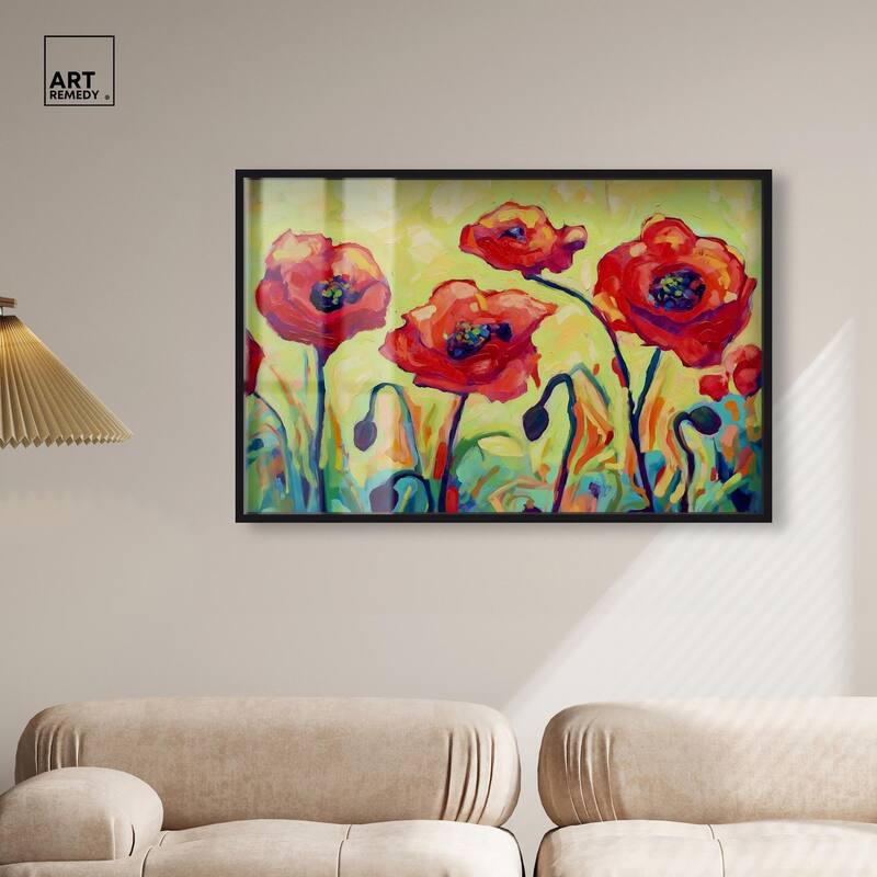 Red Poppy Field II Shadowbox by Art Remedy