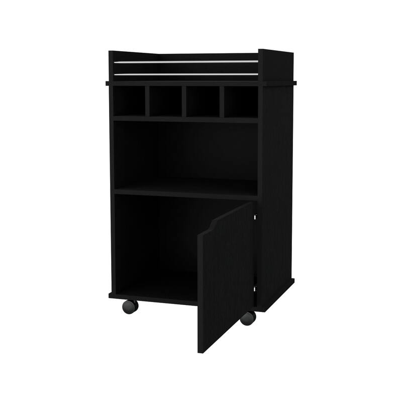 Black 1-Door Bar Cart