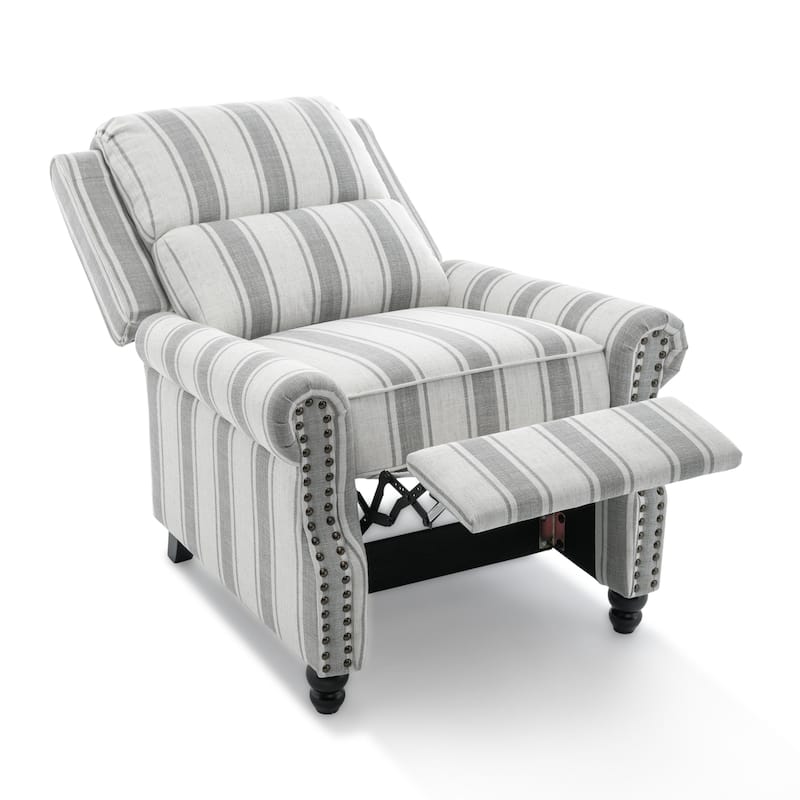 Mid-Century Nailhead PU Leather Linen Recliner