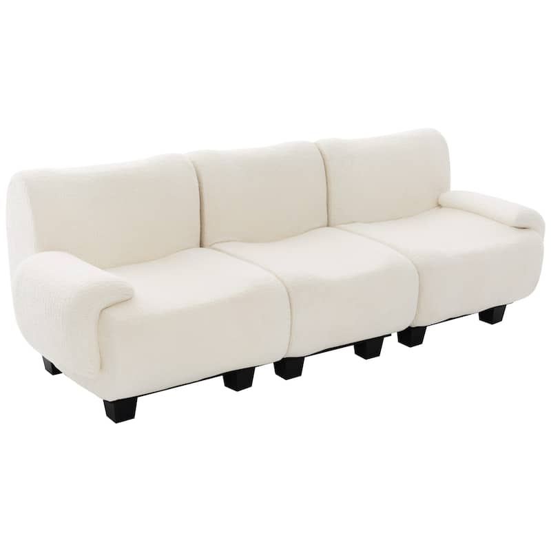 Roomfitters Modern 3-Seater Chenille Sofa Couch with Curved Armrests, 95 Inch