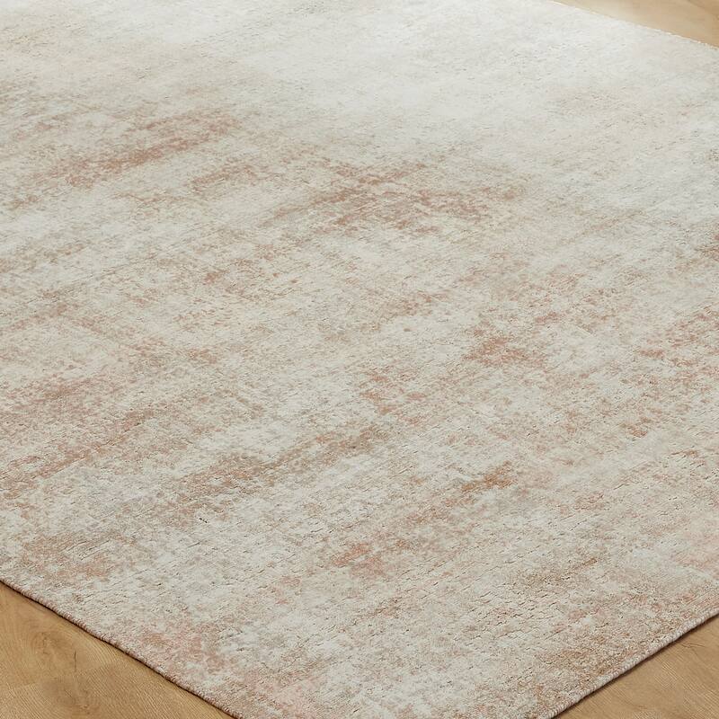 Urban Distress Abstract Beige Handmade Area Rug