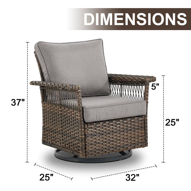 Gymojoy 4PCS Chairs Outdoor Patio Rattan with Ottoman - Brown
