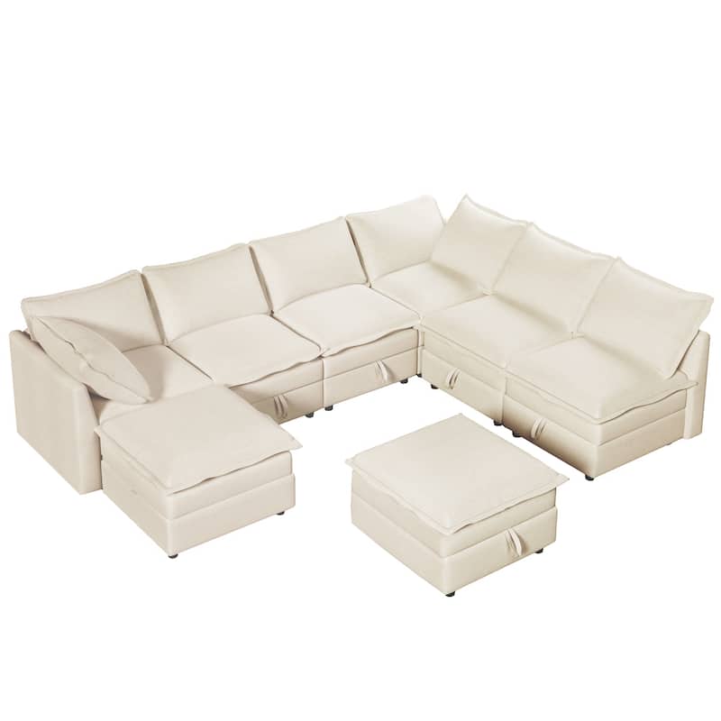 126" Polyester Modular Sectional Sofa Bed with Storage