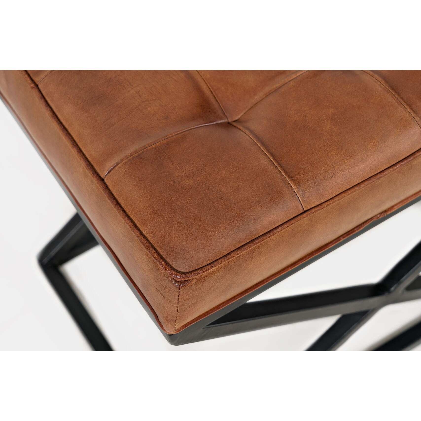 Lorilee leather tufted ottoman sale