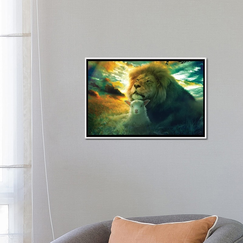 iCanvas "Lion And Lamb Truth And Humility" by Claudia McKinney Framed Canvas Print