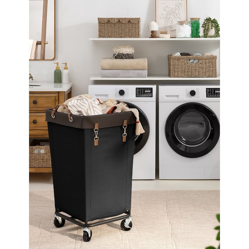 Large Laundry Hamper with Wheels, 160L Canvas Laundry Basket for Hotel, Home, Closet, Dorm