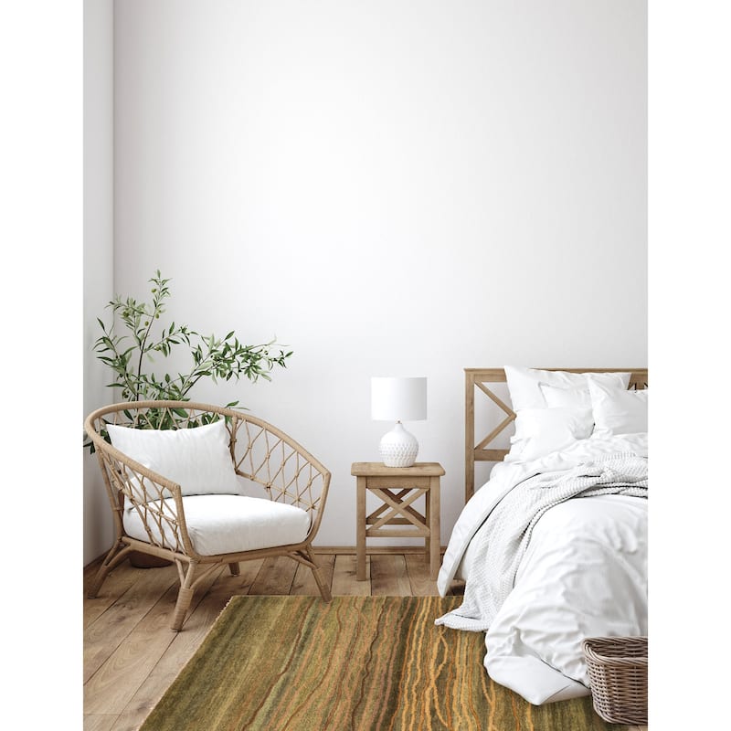 ECARPETGALLERY Hand-knotted Peshawar Ziegler Green Wool Rug - 5'1 x 7'0