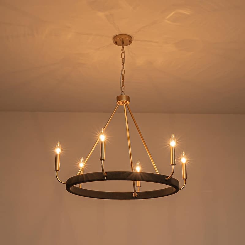 Modern Lodge 6-Light Candle-style Circular Chandelier - 30.1 in