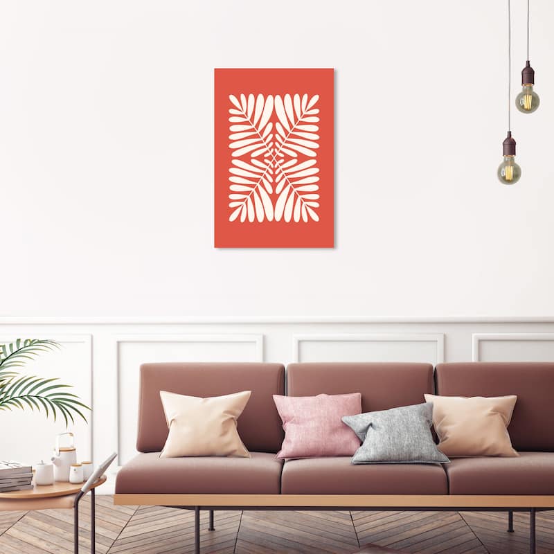 Wynwood Studio Canvas Abstract Botanic Stamping Orange and Dark Orange Modern & Contemporary Wall Art Canvas Print - 20 x 30