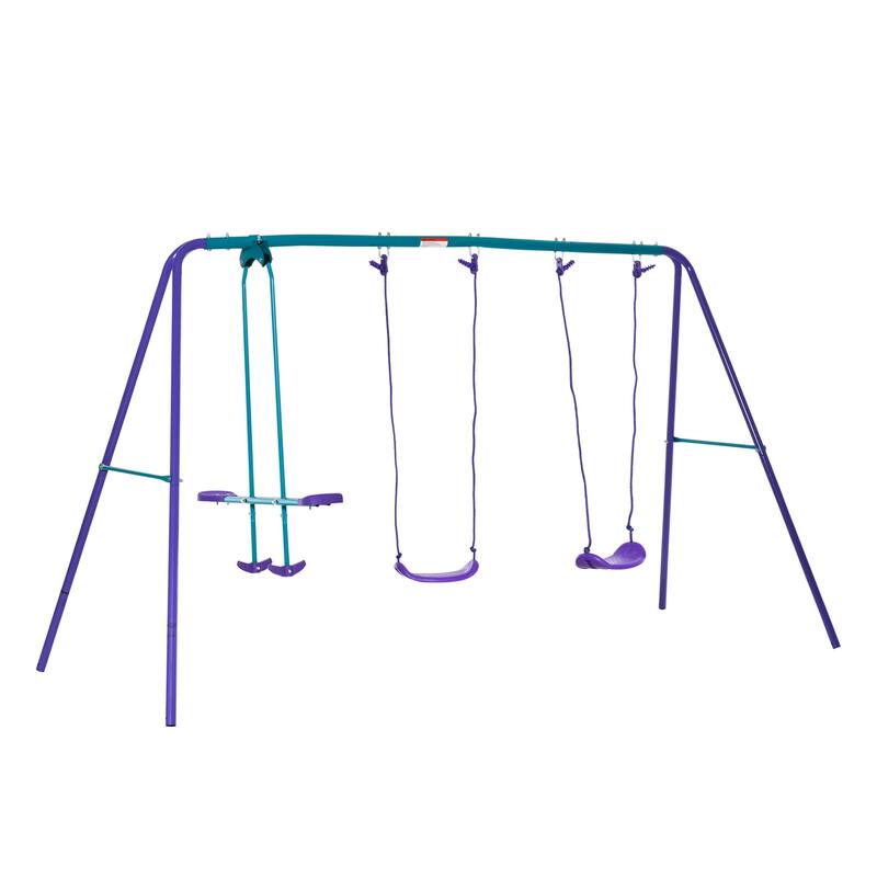 Outsunny Outdoor Swing Set for Backyard with 2-Person Swing and 2 Swings, Playground Equipment Outdoor Playset