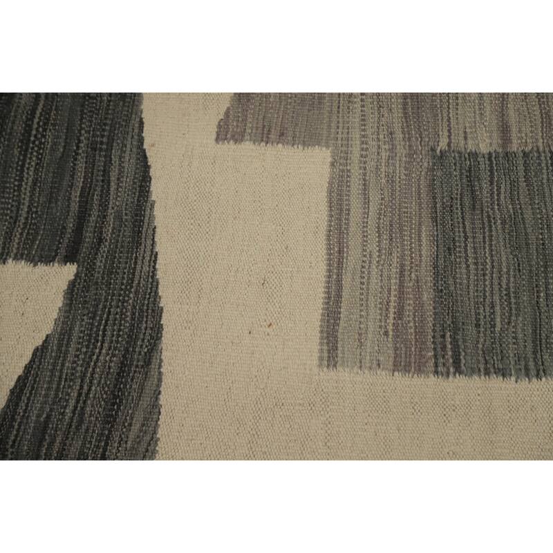 Hand Woven Oriental 100% Wool Carpet Southwestern Modern Beige & Ivories Kilim Area Rug - 10' 0'' X 6' 7''