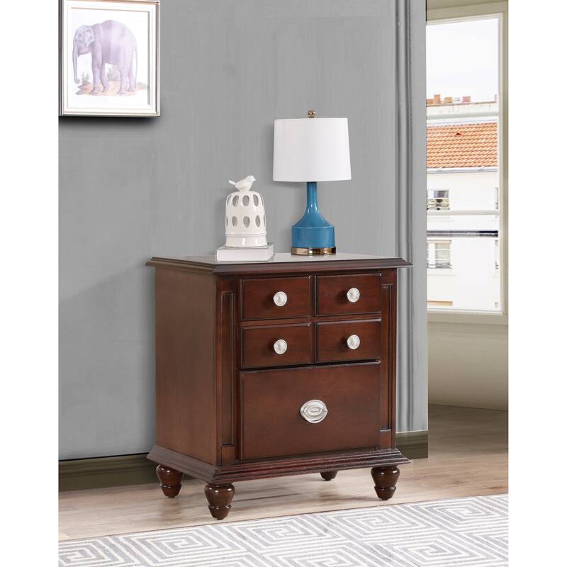 Traditional 2-Drawer Nightstand with Metal Pull
