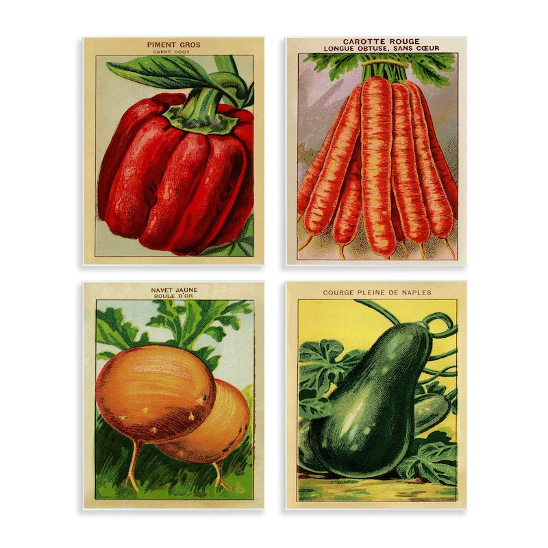 Stupell Rustic Garden Vegetables Wall Plaque Art Design By Lil' Rue (Set of 4) - 11 x 14