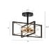 preview thumbnail 5 of 7, Leno Modern Black Gold 3-Light Geometric Chandelier Semi-Flush Mount Ceiling Light Fixture